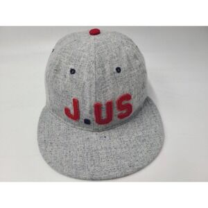 J. US Ebbets Field Flannels Strapback Adjustable Hat Cap Wool Blend Men Gray Red